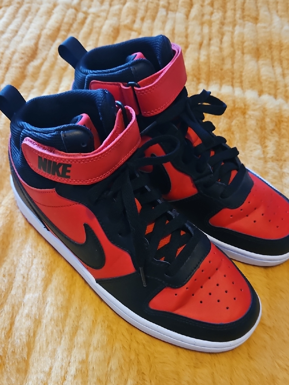 Nike Kids High-Top Sneakers in Red and Black